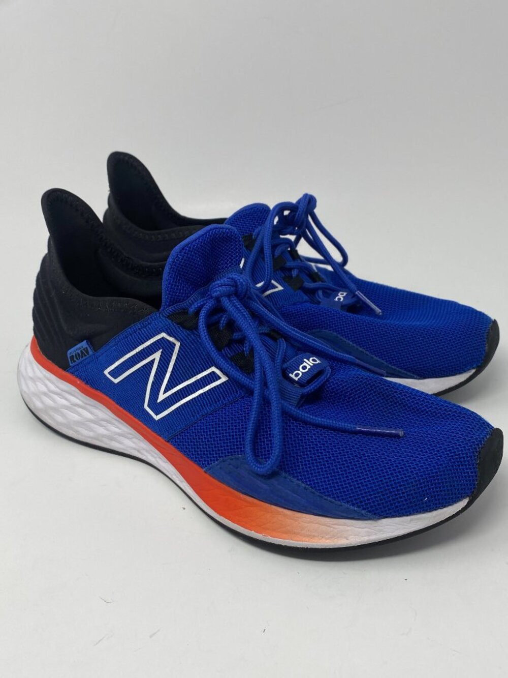 New Balance Fresh Foam Roav Running Shoes Mens 7.5 D Blue Team Royal Neon Flames